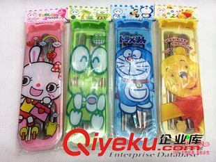 廚房工具 便攜式抽拉餐具三件套 筷子叉子勺子卡通盒裝套裝 十元店貨源原始圖片2