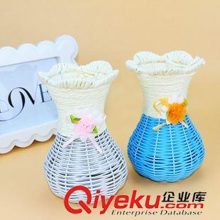 收納用品 新款田園鐵藝藤條小腰花瓶 家居影樓創(chuàng)意桌面花瓶 義烏批發(fā)