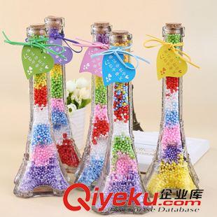 水晶/玻璃工藝品 十元店貨源23cm大號(hào)埃菲爾鐵塔許愿瓶 彩虹泡沫幸運(yùn)瓶義烏批發(fā)