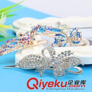 頭飾 韓版水晶發(fā)飾 合金鑲鉆發(fā)夾 盤發(fā)鴨嘴夾 義烏十元地攤貨源批發(fā)原始圖片2