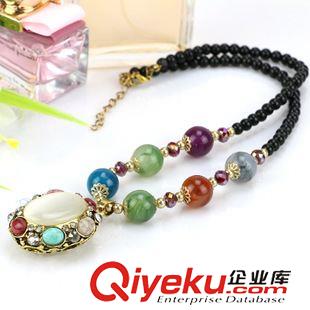 項鏈 女式民族風(fēng)黑色串珠毛衣鏈 長款手工項鏈 十元精品飾品批發(fā)原始圖片2