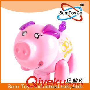 玩具動物類 供應SM249028卡通動物豬 萬向燈光音樂電動玩具 兒童益智創意玩具