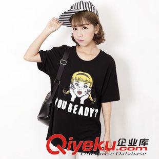 4月2期 2015夏季 女裝可愛(ài)小女孩中長(zhǎng)款學(xué)院風(fēng)短袖T恤女顯瘦打底T恤衫原始圖片3