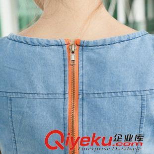 連衣裙 春夏裝新款短袖牛仔連衣裙 韓版 修身拼接顯瘦連衣裙 女原始圖片3