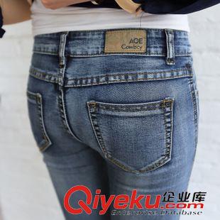 牛仔女褲 秋冬外單新款 叉口袋提臀顯瘦藍(lán)灰色牛仔鉛筆褲小腳褲 女式長褲原始圖片3
