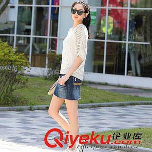 T恤衫 2015夏季歐美胖MM200斤大碼空調服絲質 蝙蝠袖鏤空防曬上衣女原始圖片2