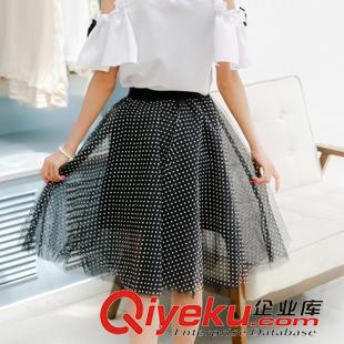 半身裙 2015新款夏季精品批發(fā)甜美風波點蓬蓬裙松緊腰多層網紗半身裙原始圖片3