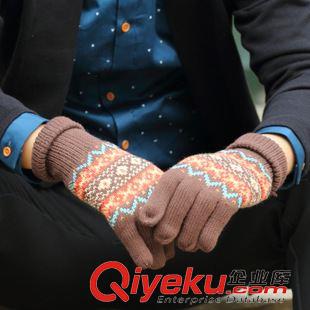 現(xiàn)貨手套 批發(fā)秋冬新款手套男士冬季戶外騎行保曖連指毛線手套 冬天手套原始圖片3