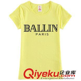 上衣 2015速賣通ebay夏裝新款 BALLIN印花 簡約百搭時尚T恤 女原始圖片2