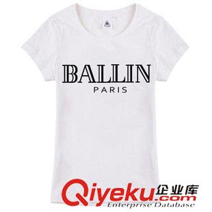 上衣 2015速賣通ebay夏裝新款 BALLIN印花 簡約百搭時尚T恤 女原始圖片3