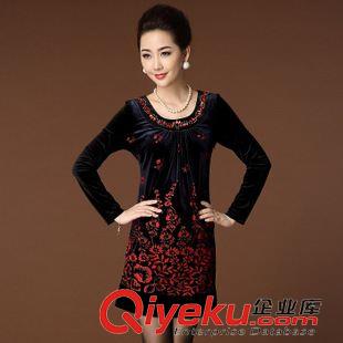 精品中年女裝 2015春裝新款優雅名媛氣質中年媽媽女裝拼接鉤花百褶連衣裙子