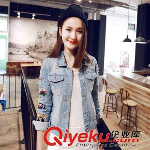 牛仔外套 2015秋韓版寬松裙擺氣質雙排扣牛仔女式風衣外套時尚百搭
