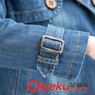 牛仔外套 2015秋韓版寬松裙擺氣質雙排扣牛仔女式風衣外套時尚百搭原始圖片3