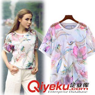 女式T恤 2015夏新款歐美大牌數(shù)碼3D印花寬松短袖上衣原始圖片2
