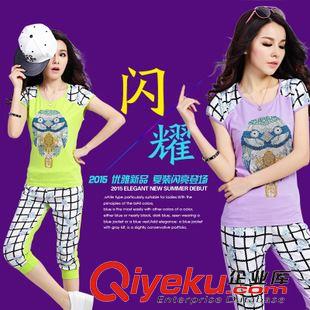 4月下旬 2015夏季新款露肩短袖短裙休閑套裝女網(wǎng)球裙運動服褲裙套裝