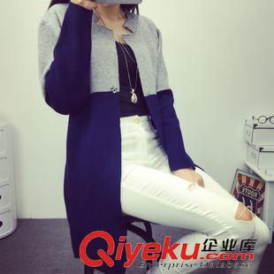 毛衣針織衫 2015秋季女裝外套韓版秋裝女撞色毛衣外套修身中長款針織衫女開衫原始圖片2