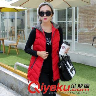 棉衣羽絨服 2015冬新款修身韓版羽絨棉馬甲女中長(zhǎng)顯瘦大碼女裝棉馬夾原始圖片2