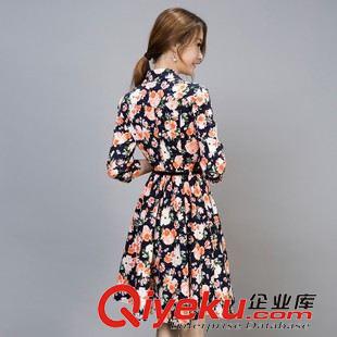 外套 2015新款顯瘦時尚復古印花修身中長款外套原始圖片3
