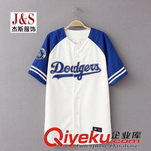 圓領(lǐng)T恤 棒球服短袖T恤訂制 韓版棒球情侶裝棒球衫加工定做 拼色開衫