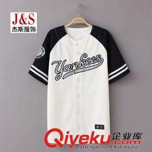 圓領(lǐng)T恤 棒球服短袖T恤訂制 韓版棒球情侶裝棒球衫加工定做 拼色開衫