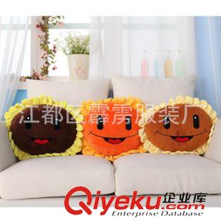 毛絨玩具 廠家直銷太陽花抱枕毛絨玩具向日葵花笑臉花靠墊暖手支持混批定制原始圖片2