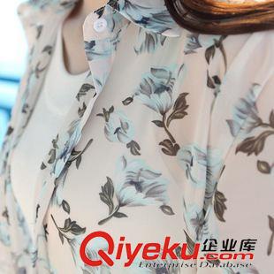 4月新款 2015夏季新款雪紡開衫小清新印花寬松中長款外搭防曬衣女薄原始圖片3