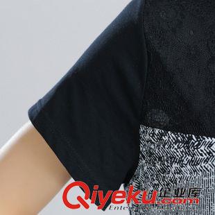 六月新款 2015夏季新款韓版胖MM大碼女裝媽媽裝雪紡印花蕾絲抽褶寬松連衣裙原始圖片3