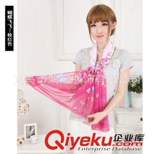 160*50絲巾 韓國新款雪紡印花絲巾蝴蝶印花沙灘巾圍巾女時尚防曬披肩批發(fā)代發(fā)原始圖片2