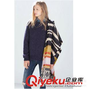 仿羊絨系列 歐美dpZ家同款 波西米亞民族風仿羊絨提花流蘇保暖圍巾一件代發原始圖片2