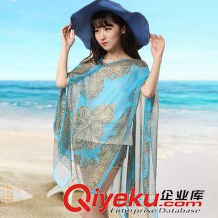 春秋季 夏季電動車美人圖防曬披肩騎車開車夏天防曬衫 多功能 雪紡沙灘巾原始圖片2