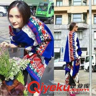 仿羊絨圍巾 新款 楊冪同款米蘭圍巾女 超厚民族風波西米亞超長gd羊絨披肩原始圖片2
