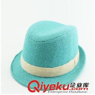 草帽系列 定制廠家直銷2015夏天新款日韓簡約爵士帽 情侶草編禮帽 定型帽原始圖片2