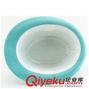 草帽系列 定做廠家直銷2015夏天新款簡(jiǎn)約情侶草編定型帽 淺藍(lán)色小禮帽原始圖片3