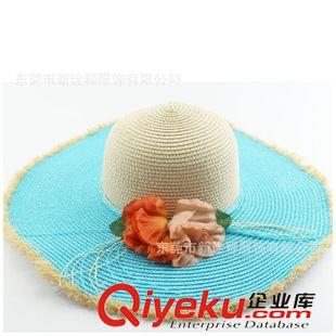 草帽 夏季新款拉菲草編帽 百搭大檐帽拼色沙灘帽 毛邊gd女士草帽外貿原始圖片2