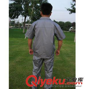 制服 廠家直銷 tj純棉拼色工作服套裝 夏季舒適半袖普通工裝原始圖片2