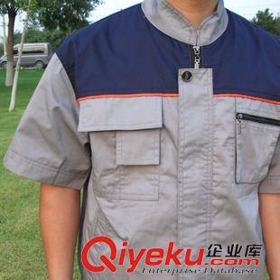 制服 廠家直銷立領(lǐng)純棉吸汗透氣半袖服 純棉拼色舒適工人作訓(xùn)服原始圖片3