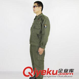 春秋工作服 春秋款長(zhǎng)袖帆布軍綠汽修工程服 軍迷作訓(xùn)款勞動(dòng)工作服套裝批發(fā)原始圖片2