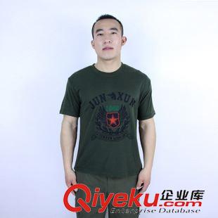 軍訓T恤/背心 男式外軍綠印字圓領短袖T恤 夏季男士休閑t恤