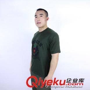 軍訓T恤/背心 男式外軍綠印字圓領短袖T恤 夏季男士休閑t恤