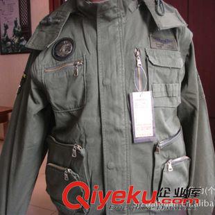 戶(hù)外休閑服外套 軍綠色純棉水洗秋冬款加厚多口袋可拆卸帶帽gd戶(hù)外軍迷服套裝