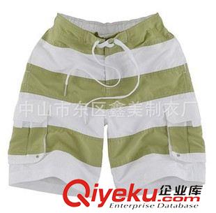 沙灘褲(Beach Pants) 出口歐美 格子印花桃皮絨男式沙灘褲原始圖片2