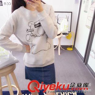 衛(wèi)衣 2015秋冬新款 香港代購?fù)?大熊加絨衛(wèi)衣 卡通印花女外套原始圖片3