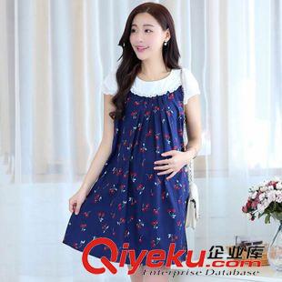 7月10號新款 2015夏季新款時尚孕婦裝 孕婦連衣裙櫻桃印花純棉連衣裙原始圖片2