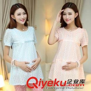 7月5號(hào)新款 2015實(shí)拍孕婦裝時(shí)尚夏裝時(shí)尚中長款鏤空蕾絲孕婦上衣原始圖片3