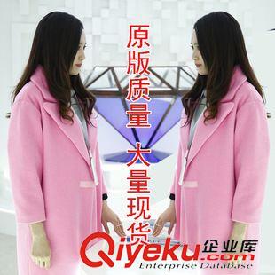 呢子/大衣 現(xiàn)貨 秋冬克拉戀人唐嫣米朵同款粉紅色中長(zhǎng)款毛呢大衣外套原始圖片3