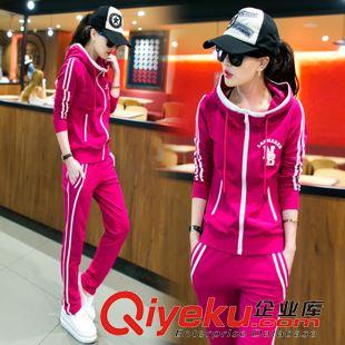 韓版休閑套裝 2015早秋女裝新款修身連帽衛衣套裝運動服兩件套休閑套裝原始圖片2