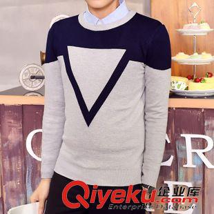 男式毛衣 2015春秋新款男士毛衣韓版修身套頭圓領潮針織衫薄線衣毛衫