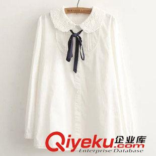 9月26日新品 秋裝新款風車女孩刺繡娃娃領寬松長袖白襯衫日系森女系 3262