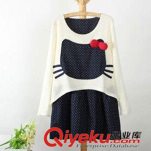 9月26日新品 日系森女系 韓國甜美娃娃領藍細條紋小兔子刺繡棉麻連衣裙 3267