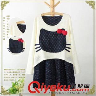 9月26日新品 2015秋季新品森女日系時尚kt貓寬松圓領套頭毛衣女 3274原始圖片3